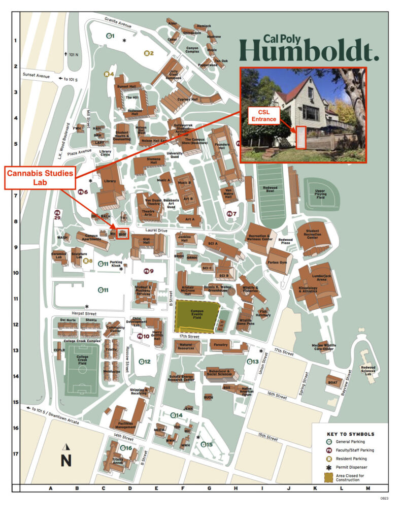 cannabis studies lab at cal poly humboldt location on map